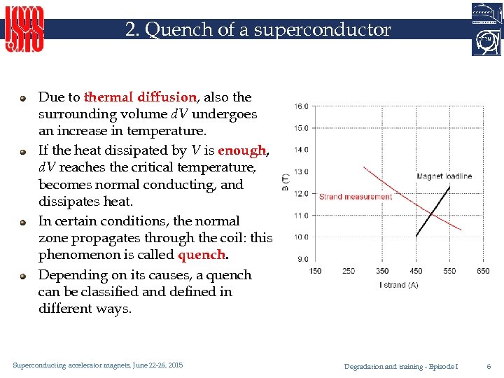 2. Quench of a superconductor Due to thermal diffusion, also the surrounding volume d.