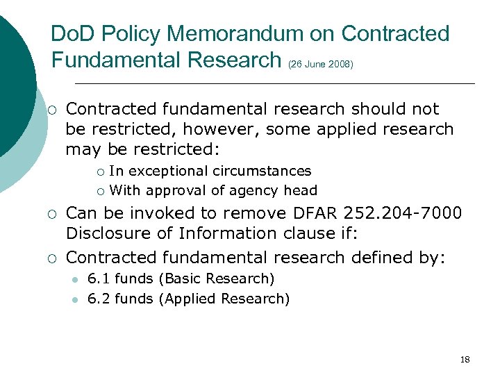 Do. D Policy Memorandum on Contracted Fundamental Research (26 June 2008) ¡ Contracted fundamental