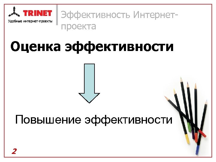 Эффективность Интернетпроекта Оценка эффективности Повышение эффективности 2 