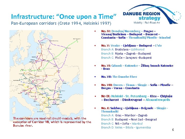 Infrastructure: “Once upon a Time” Pan-European corridors (Crete 1994, Helsinki 1997) • No. IV: