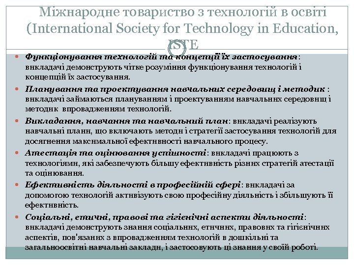 Міжнародне товариство з технологій в освіті (International Society for Technology in Education, ISTE Функціонування