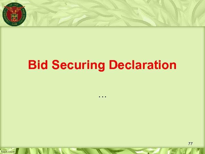 Bid Securing Declaration … 77 