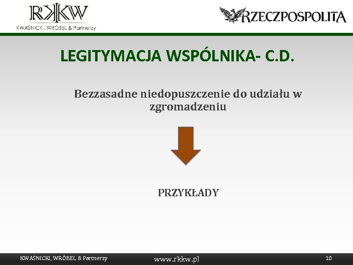 LEGITYMACJA WSPÓLNIKA- C. D. Bezzasadne niedopuszczenie do udziału w zgromadzeniu PRZYKŁADY KWAŚNICKI, WRÓBEL &