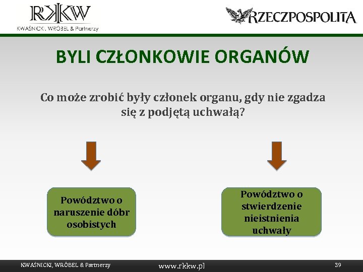 BYLI CZŁONKOWIE ORGANÓW Co może zrobić były członek organu, gdy nie zgadza się z