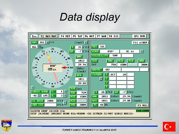 Data display TURKEY AWOS TRAINING 1. 0 / ALANYA 2005 