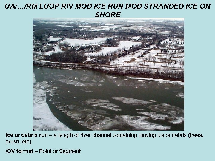 UA/…/RM LUOP RIV MOD ICE RUN MOD STRANDED ICE ON SHORE Ice or debris