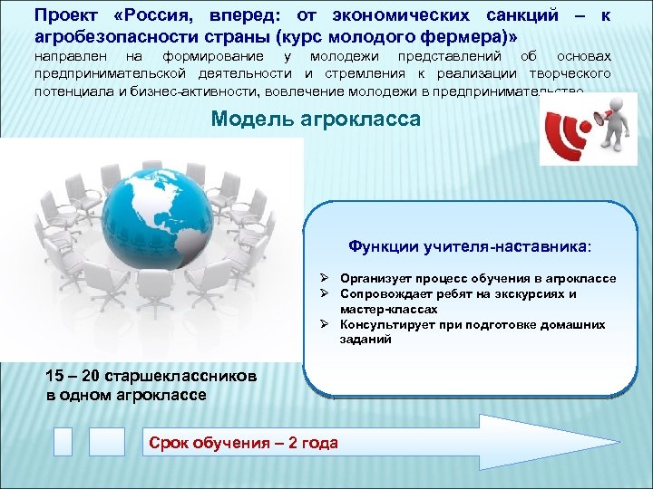 Проект «Россия, вперед: от экономических санкций – к агробезопасности страны (курс молодого фермера)» направлен