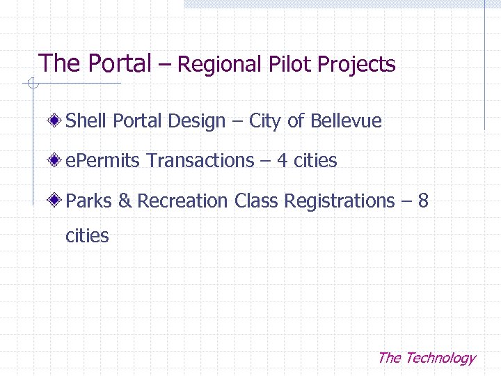 The Portal – Regional Pilot Projects Shell Portal Design – City of Bellevue e.