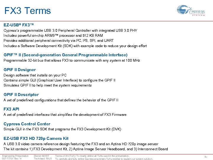 FX 3 Terms EZ-USB® FX 3™ Cypress’s programmable USB 3. 0 Peripheral Controller with