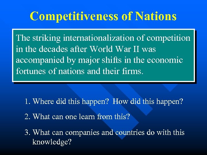 Competitiveness of Nations The striking internationalization of competition in the decades after World War