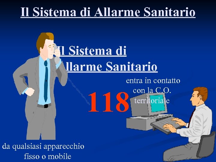 Il Sistema di Allarme Sanitario entra in contatto con la C. O. territoriale 118