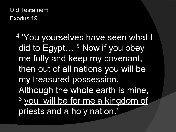 Old Testament Exodus 19 4 'You yourselves have seen what I did to Egypt…