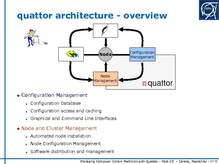 quattor architecture - overview Node Configuration Management Node Management u Configuration Management n n