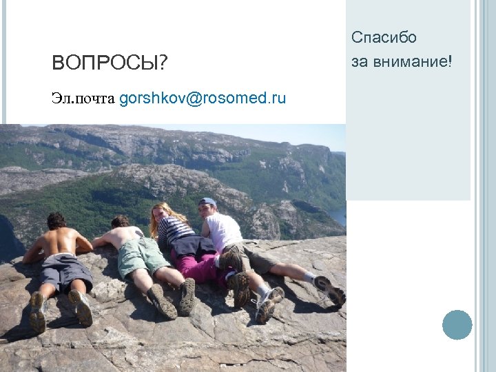 ВОПРОСЫ? Эл. почта gorshkov@rosomed. ru Спасибо за внимание! 