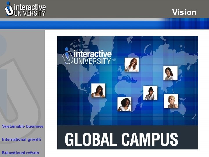 Vision Sustainable business International growth Educational reform 