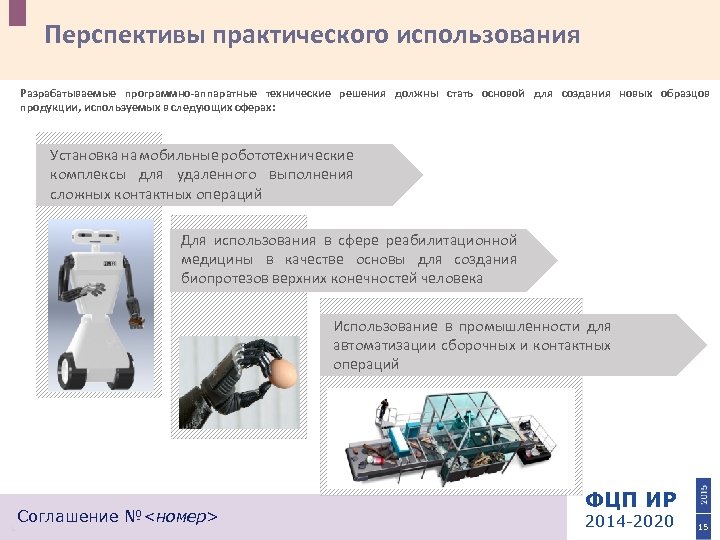 Перспективы практического использования Разрабатываемые программно-аппаратные технические решения должны стать основой для создания новых образцов