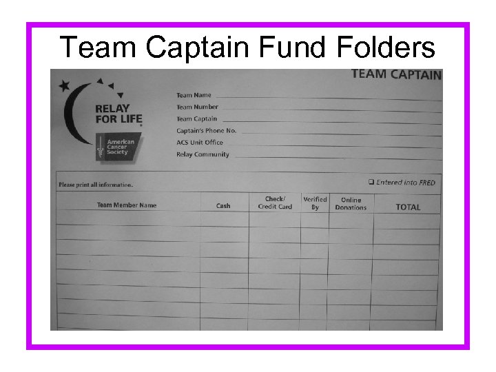 Team Captain Fund Folders 
