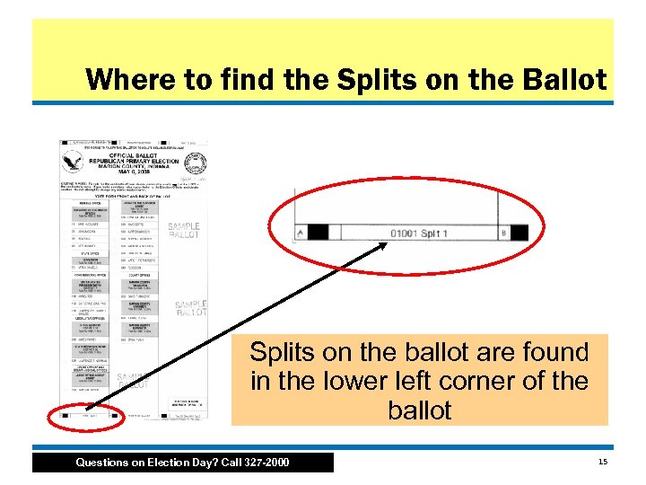 Where to find the Splits on the Ballot Splits on the ballot are found