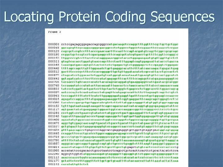 Locating Protein Coding Sequences 