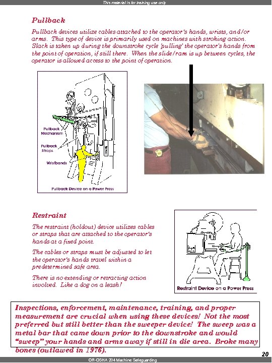 This material is for training use only Pullback devices utilize cables attached to the