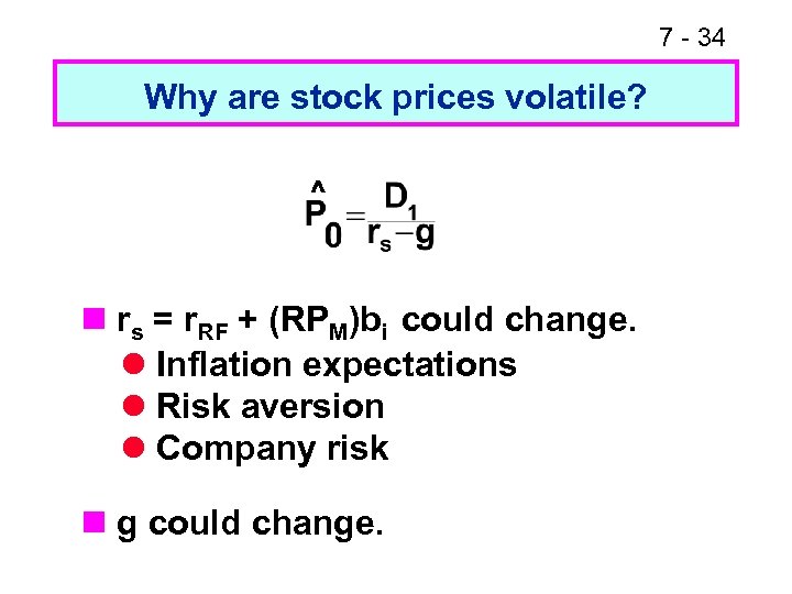 7 - 34 Why are stock prices volatile? ^ n rs = r. RF