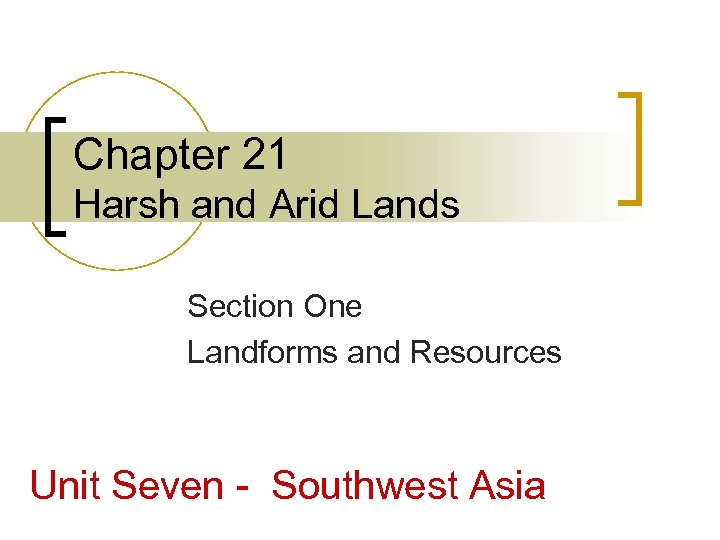Chapter 21 Harsh and Arid Lands Section One Landforms and Resources Unit Seven -