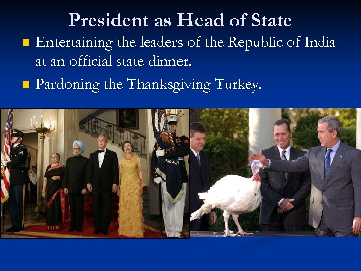 President as Head of State Entertaining the leaders of the Republic of India at