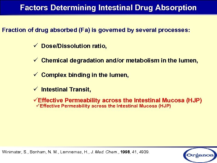 Factors Determining Intestinal Drug Absorption Fraction of drug absorbed (Fa) is governed by several