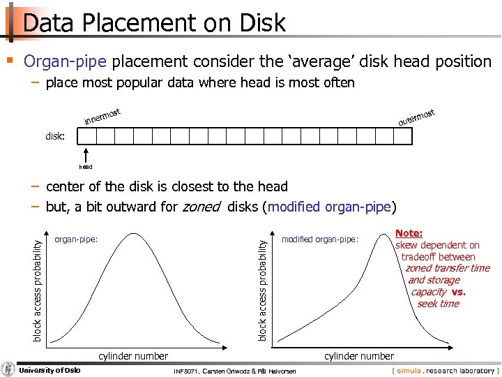 Data Placement on Disk § Organ pipe placement consider the ‘average’ disk head position