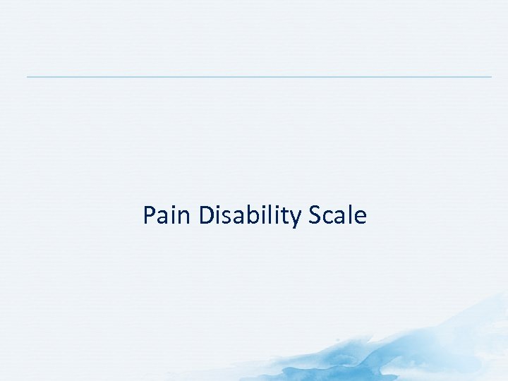 Pain Disability Scale 