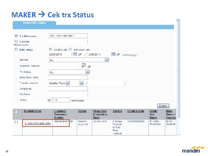 MAKER Cek trx Status 10 