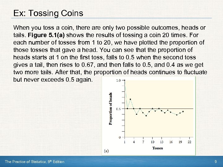 Ex: Tossing Coins When you toss a coin, there are only two possible outcomes,