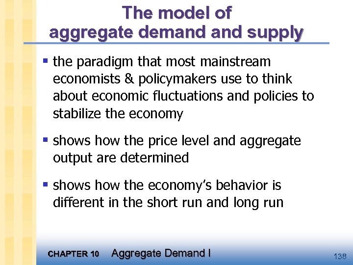 The model of aggregate demand supply § the paradigm that most mainstream economists &