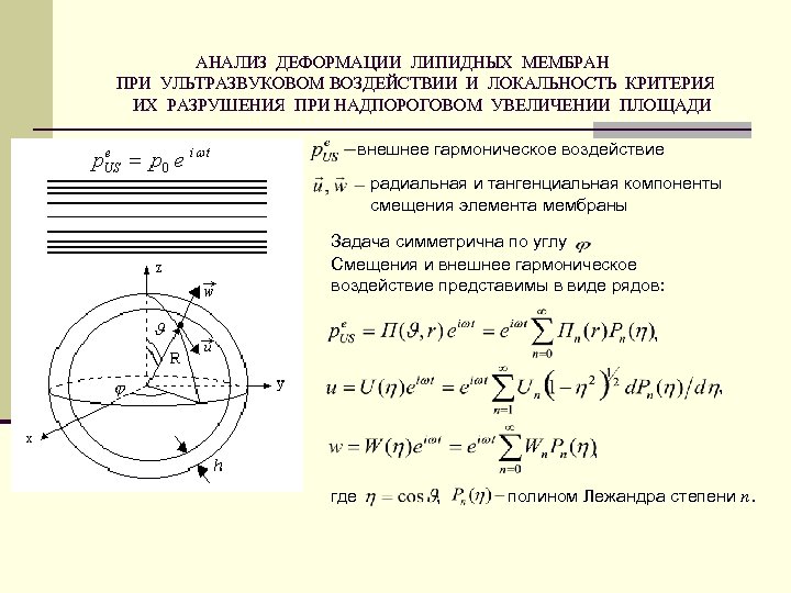 АНАЛИЗ ДЕФОРМАЦИИ ЛИПИДНЫХ МЕМБРАН ПРИ УЛЬТРАЗВУКОВОМ ВОЗДЕЙСТВИИ И ЛОКАЛЬНОСТЬ КРИТЕРИЯ ИХ РАЗРУШЕНИЯ ПРИ НАДПОРОГОВОМ