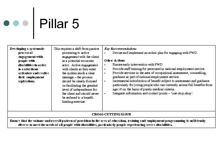 Pillar 5 Developing a systematic process of engagement with people with disabilities in order