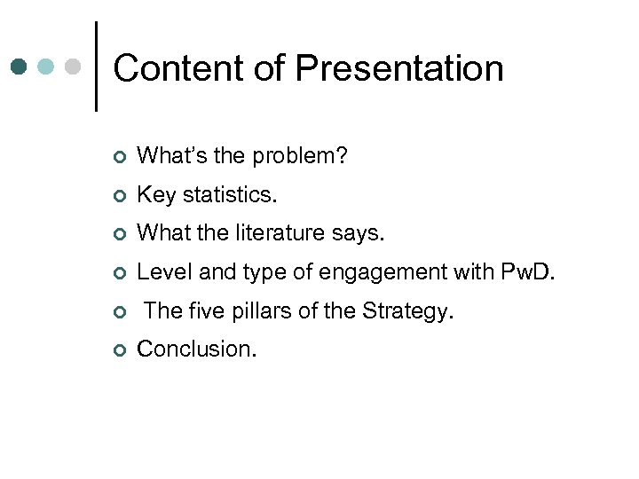 Content of Presentation ¢ What’s the problem? ¢ Key statistics. ¢ What the literature
