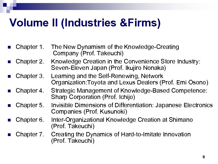 Volume II (Industries &Firms) n Chapter 1. n Chapter 2. n Chapter 3. n