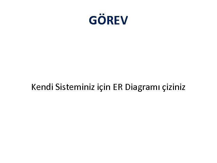 GÖREV Kendi Sisteminiz için ER Diagramı çiziniz 