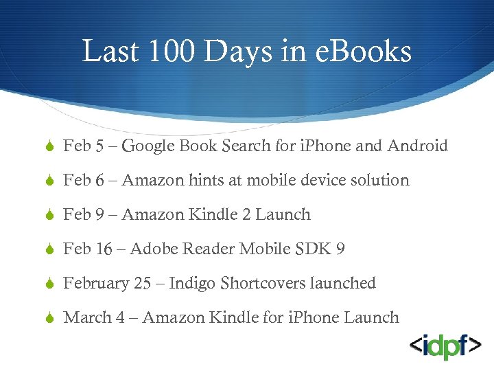 Last 100 Days in e. Books S Feb 5 – Google Book Search for