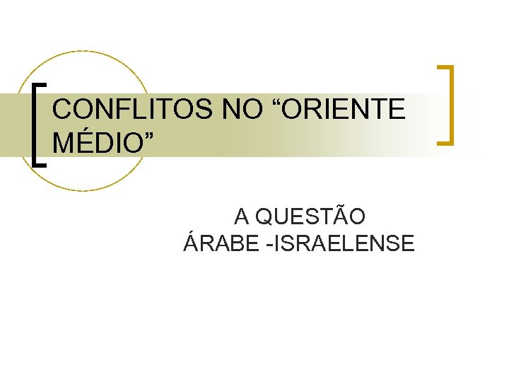 CONFLITOS NO “ORIENTE MÉDIO” A QUESTÃO ÁRABE -ISRAELENSE 