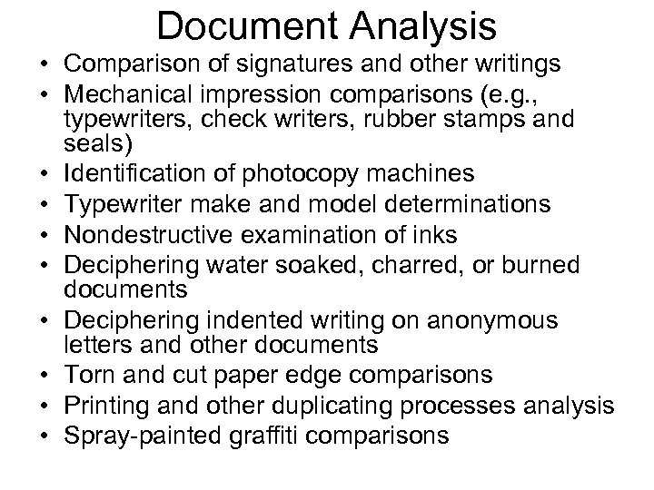 Document Analysis Document Analysis Comparison of