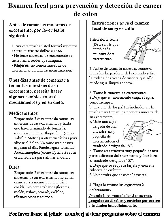 Examen fecal para prevención y detección de cancer de colon Unos días antes de