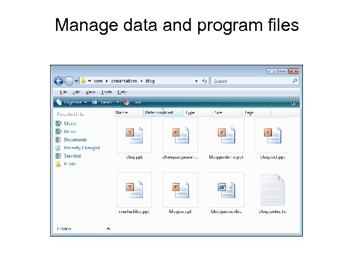 Manage data and program files 