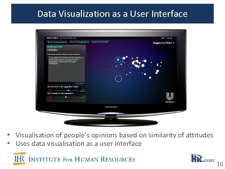 Data Visualization as a User Interface • Visualisation of people’s opinions based on similarity