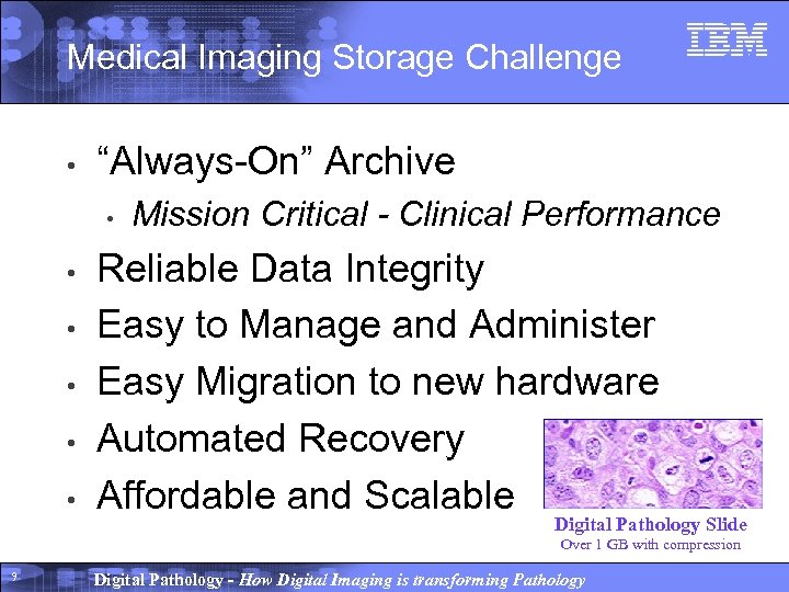 Medical Imaging Storage Challenge • “Always-On” Archive • • • Mission Critical - Clinical