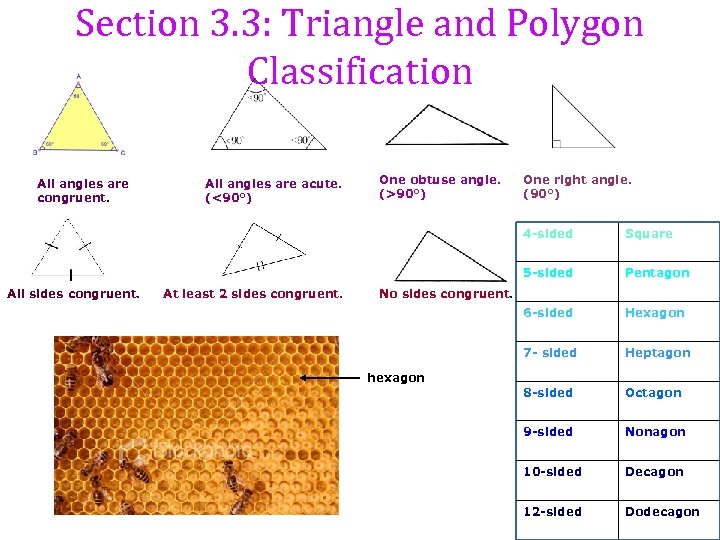 Section 3. 3: Triangle and Polygon Classification All angles are congruent. All angles are