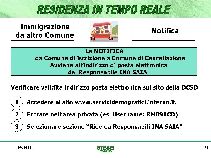 Immigrazione da altro Comune Notifica La NOTIFICA da Comune di iscrizione a Comune di