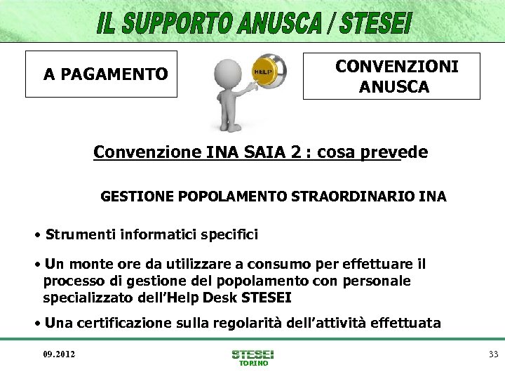 CONVENZIONI ANUSCA A PAGAMENTO Convenzione INA SAIA 2 : cosa prevede GESTIONE POPOLAMENTO STRAORDINARIO