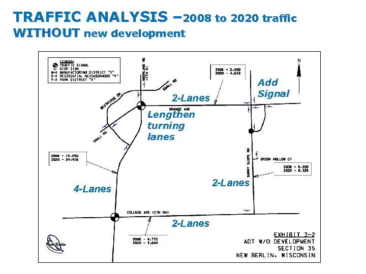 TRAFFIC ANALYSIS – 2008 to 2020 traffic WITHOUT new development Add Signal 2 -Lanes