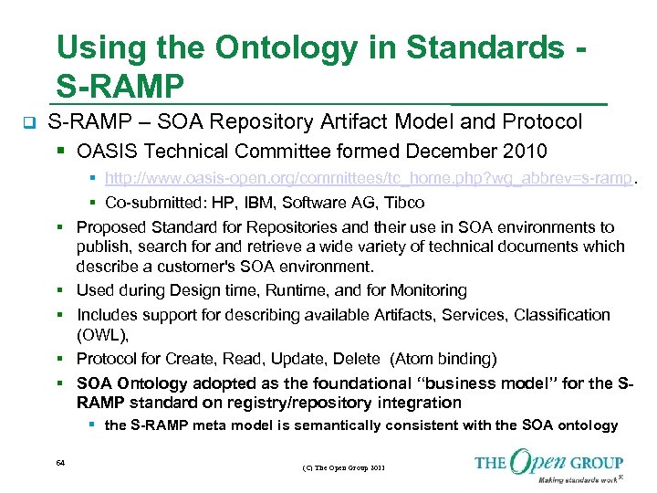 Using the Ontology in Standards S-RAMP – SOA Repository Artifact Model and Protocol OASIS